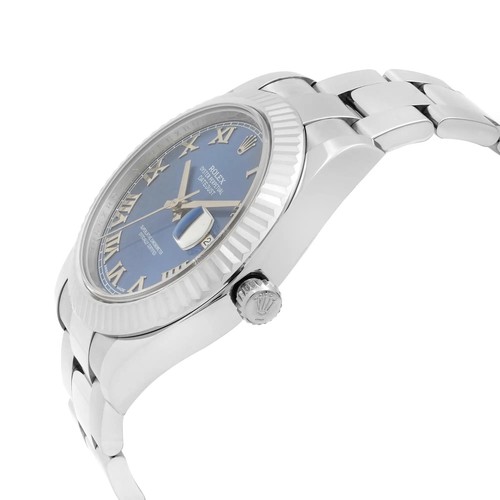 Rolex Datejust II 116334 Steel 18k White Gold Blue Roman Dial Automatic Watch - Picture 7 of 10