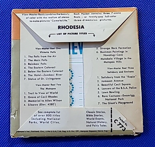 UNIVERSAL C773 RHODESIA Africa World Travel view-master 3 Reels Packet - Picture 8 of 8