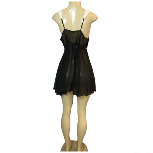 Camisón Y2K Flora Nikrooz Negro Floral Transparente Corbata de Encaje M/L Hada Gótica - Imagen 7 de 11