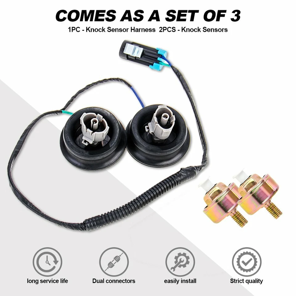 Knock Sensor Harness w/Dual Connectors&Grommet for Chevy Silverado 4.8/5.3L/5.7L — 第 4/4 张图片