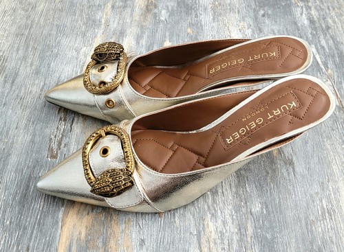 Kurt Geiger Mayfair, Talons chaton en cuir argenté, Taille 4 EU37 - Photo 8/11