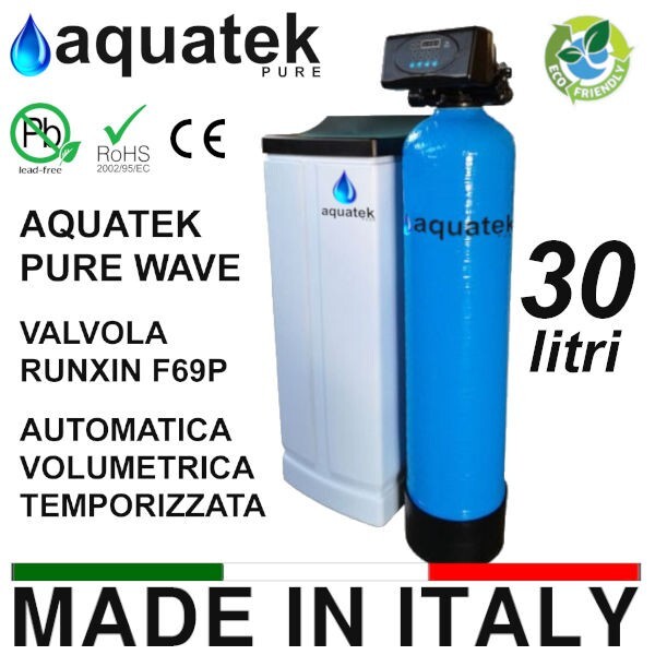 Addolcitore Acqua Automatico Aquatek Wave 30 LT Doppio Corpo Anticalcare Resina