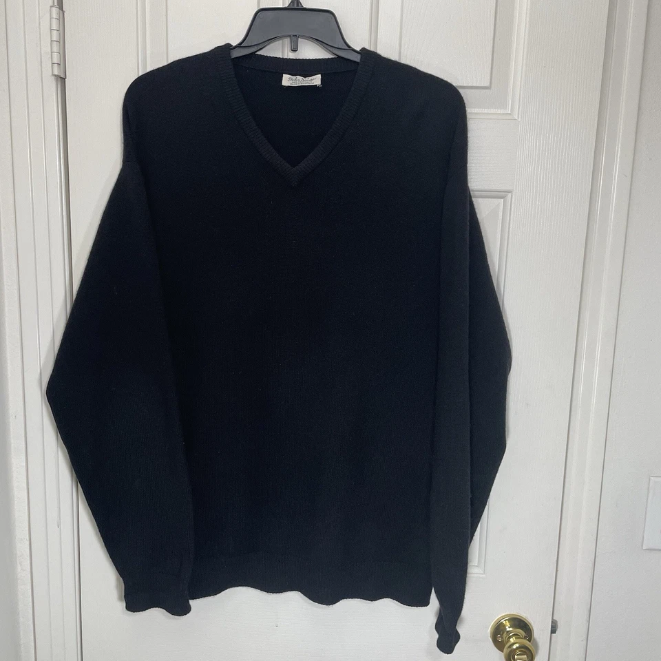 Suéter Peter Scott 100% Cachemira Cuello en V Pullover Hombres L (46 EU) Negro Foto 2 de 4