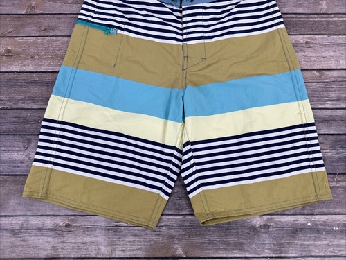 Patagonia Wavefarer Board Shorts Boys Size 14 Striped Drawstring Nylon - Picture 4 of 12