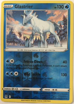 glastrier pokemon card value POKEMON GLASTRIER 051/196 LOST ORIGIN RARE REVERSE HOLO NEAR MINT