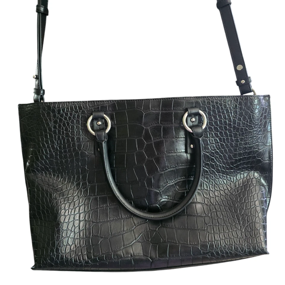 Bolso de Compras Armani Jeans Cuero de Cocodrilo Doble Asas Cremallera Seda Interior Cremallera 45x28 Foto 4 de 4