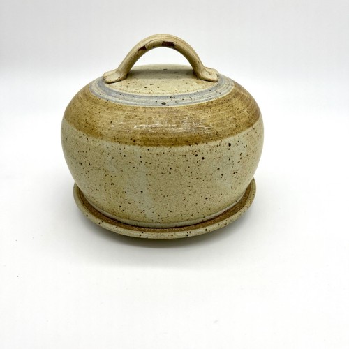 Haas Pottery Butter Cheese Keeper with Lid and Handle, Round Stoneware Server - Picture 8 of 10