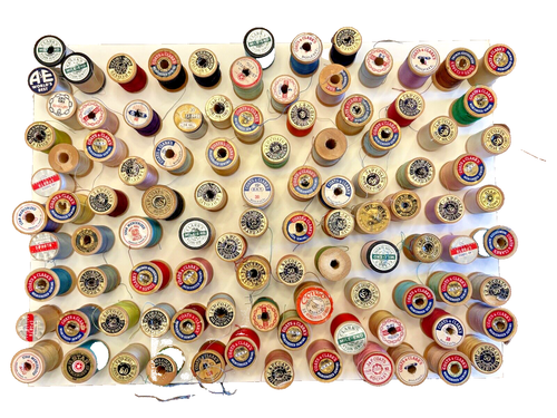 Lot of 100 Wood Thread Spools Sewing J&P Coats & Clarks Star Sparth Vintage