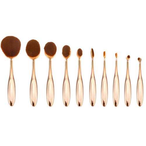 Rose Gold Toothbrush Elite Oval Make up Brushes Set Powder Foundation Contour - Picture 5 of 10