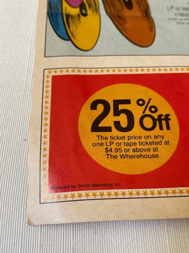 Vintage 1977 McDonalds & Wherehouse Coupon - Picture 3 of 4