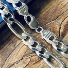 Real Sterling Silver Mens Boys Figaro Solid Chain Bracelet or Necklace 925 Italy