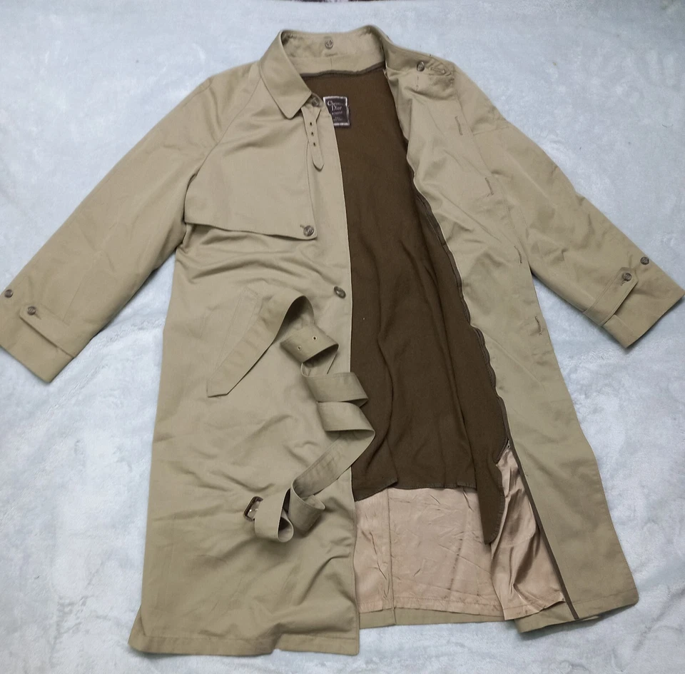 Vintage Christian Dior Monsieur Trench Coat Beige Removable Wool Lining Size 42R - Image 3 of 4