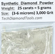 TechDiamondTools Diamond Powder 3,000 Grit 3-6 Microns, 25 cts = 5 Grams