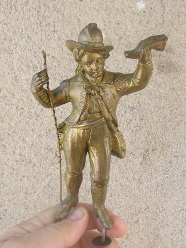 ANTIGUO RELOJ DE ABRIGA FRANCÉS BRONCE ESPELTA NIÑO FIGURA SOLAMENTE-19 siglo XIX - Imagen 4 de 8