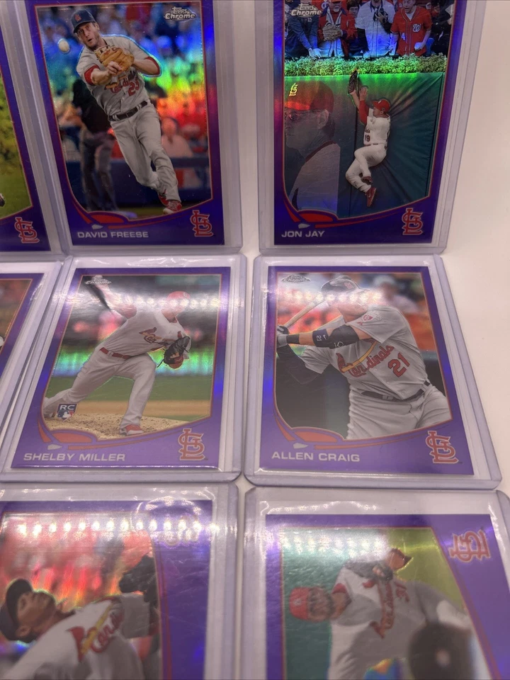 2013 Topps Chrome 圣路易斯红雀队 10 张卡套装紫色折射平行 — 第 4/4 张图片