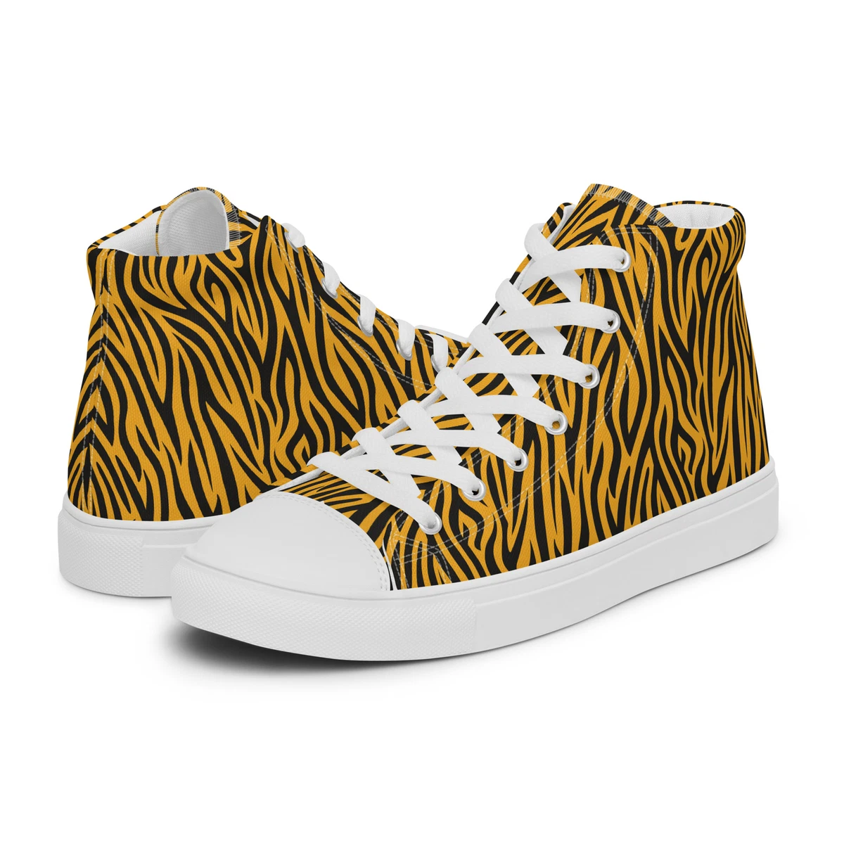 Womens Tiger Stripe Sneakers Safari High Top Shoes Jungle Footwear Cute  Gift Ideas Animal Print Cat Lovers Black and Orange Retro Streetwear - Etsy