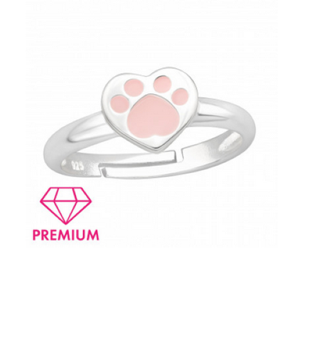 Rosa Pfotenabdruck Herz Sterlingsilber Zehenring