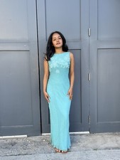 Vintage 1990s Beaded Gown Bodycon Prom Dress Deadstock Sz Small