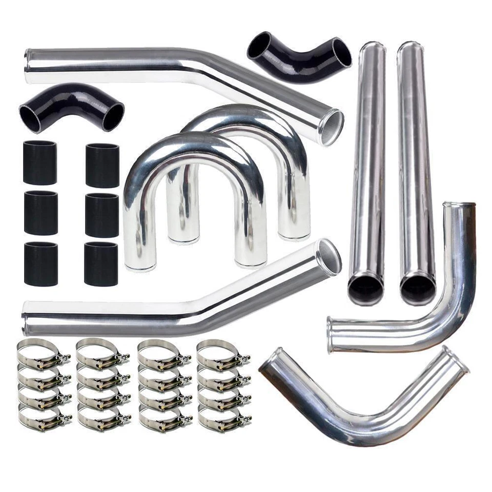 2 inch Universal Turbo Aluminum Intercooler Piping +Silicone Coupler + Clamp Kit - Image 3 of 4