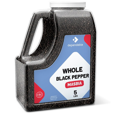 s Whole Black Peppercorns   5 Lb. Bulk Jar   Premium Grade Pepper Corns Spice - 