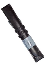 18mm ZRC-5030603 Chestnut Brown Smooth Padded Leather Watch Band, Silver Tone