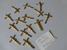lot of 15 gold metal crosses enamel burgundy fab FRANCE back of stock new