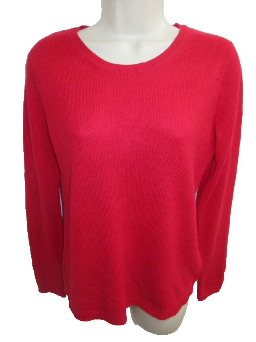 Tahari Pure Luxe 100% Cashmere Red Crew Neck Sweater Size M