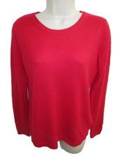 Tahari Pure Luxe 100 Cashmere Red Crew Neck Sweater Size M