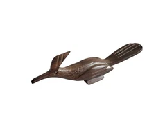 Vtg Mid Century Danish Teak Wood Roadrunner Bird Figurine Figure Statue 7.5x2.5"