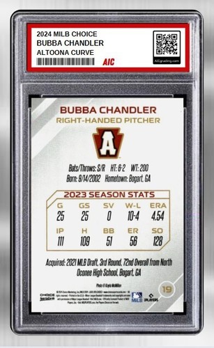 2024 Bubba Chandler Minor League MiLB Rookie Card Altoona Curve MINT Graded 10 - Picture 2 of 6