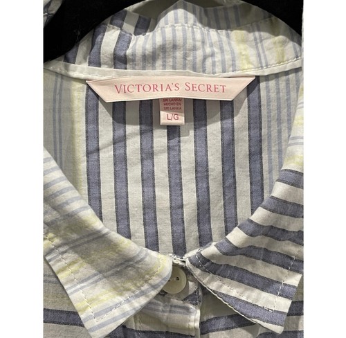 Top de pijama Victoria Secret a rayas azul blanco amarillo talla L - Imagen 2 de 3