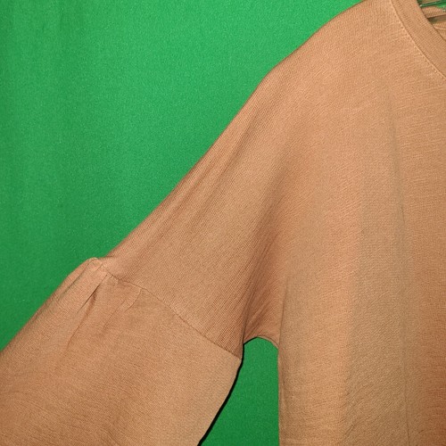 0925) NWOT J JILL petite medium orange sweatshirt tee cotton sleeve detail PM - Picture 6 of 8