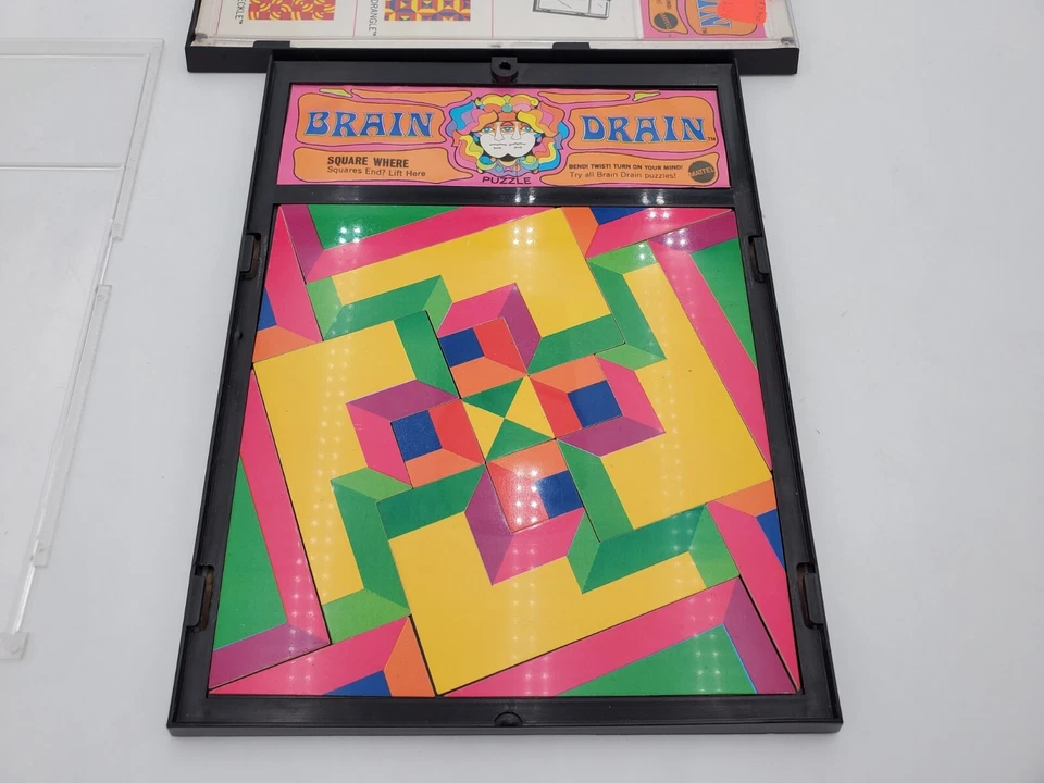 Lote de 2 Brain Drain Square Where Puzzle (Mattel, 1969) Vintage Completo Foto 3 de 4