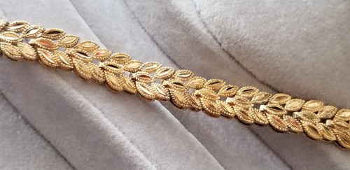 Ross Simons 18k yellow gold/Sterling silver diamond cut leaf leaves bracelet - Picture 10 of 16