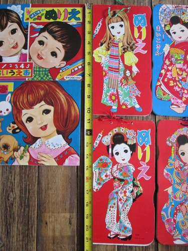Vintage Japanese Doll Coloring Crayon Book Pad Lot Kimono SYOSEIDO Made in Japan - Picture 3 of 19