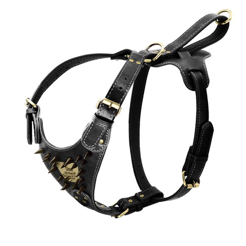 Personnalisé Harnais Cuir Veritable Clouté et Pointes pour chien moyen et grand - Imagen 14 de 16
