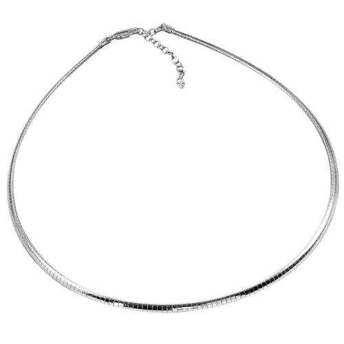 925 Solid Sterling Silver Italian Flat Omega Chain 3 mm Beautiful Chain 16 in - Picture 2 of 4