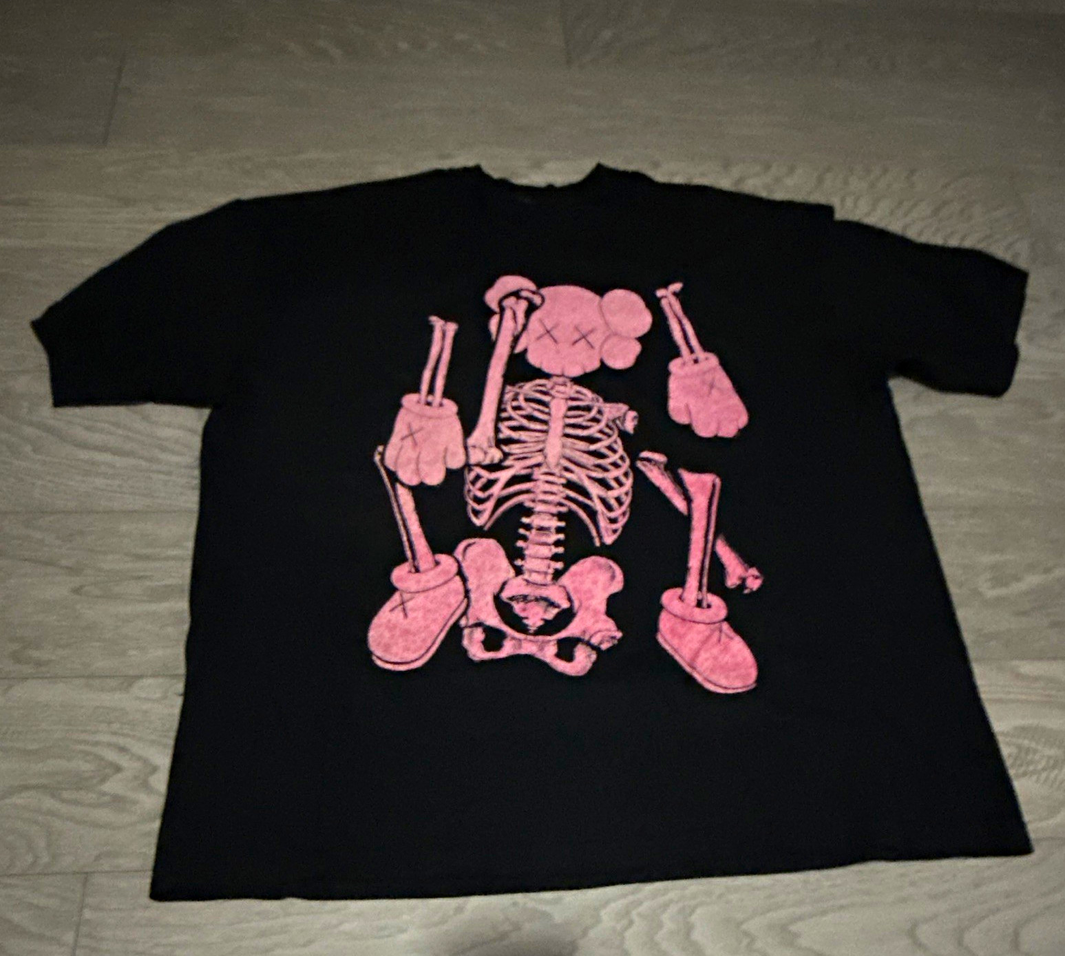 Clipse x KAWS Graphic Tee Unisex Black Pink Short Sleeve Crew Neck T-Shirt XXL