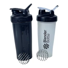 2PK BlenderBottle Classic V2 24 oz Black & Clear Shakers for Protein Shakes