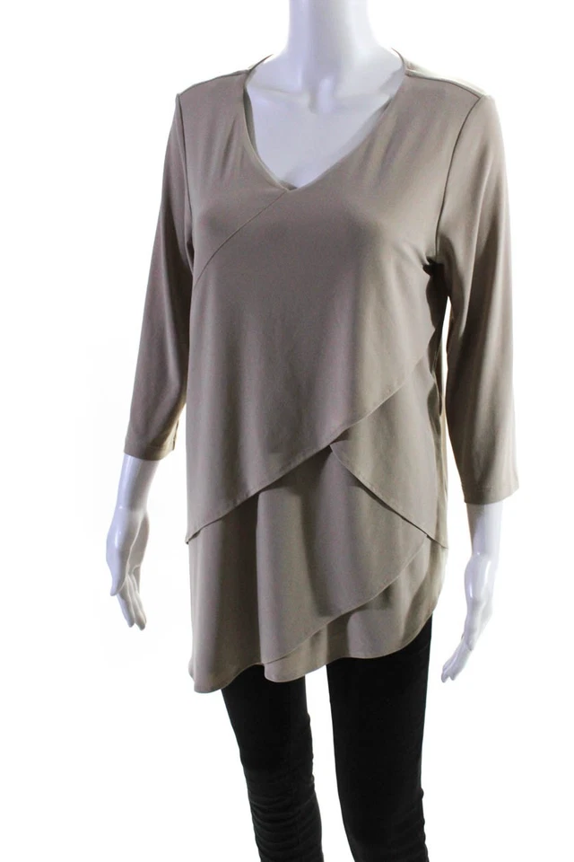 Joseph Ribkoff женщин длинные рукава ярусный V шеи блузка бежевый размер 10 - Изображение 2 из 4