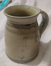 Vintage Handmade Stoneware Studio Pottery Mug Drip Blue Swirl Studio Art 4 In