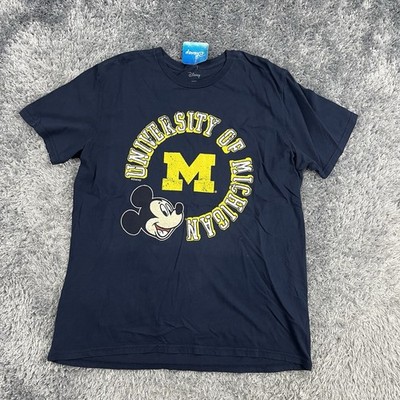 Michigan Wolverines Shirt Adult Large Blue Disney Mickie Mouse Disneyland Mens *