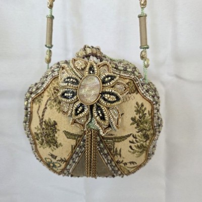 Mary Frances Beaded Crossbody Purse Hardshell Floral Vintage 
