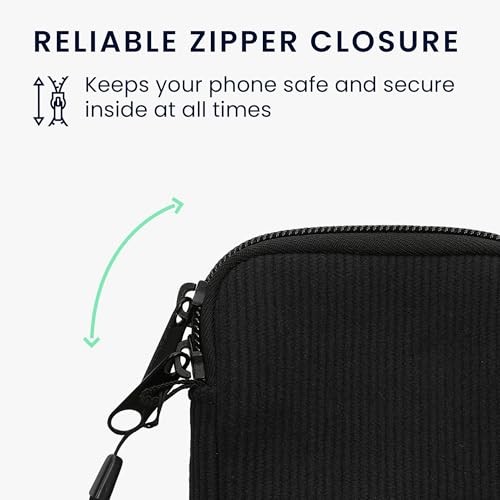 Universal Smartphone Sleeve - Corduroy with Hand Strap and XXL - 7" black - Zdjęcie 2 z 6