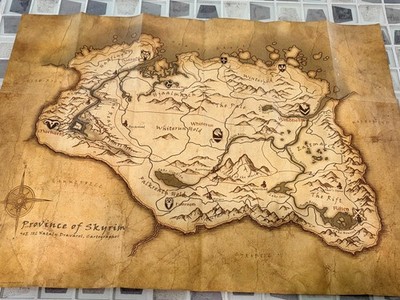 Province of Skyrim Map Poster Vintage 2011 The Elder Scrolls V Bethesda Art Game