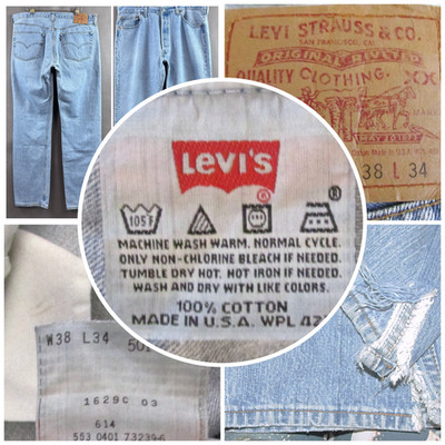 Vtg Levis 501 XX Jeans 38x34 fits 36X34 Button Fly Light Blue Clean Made USA 90s