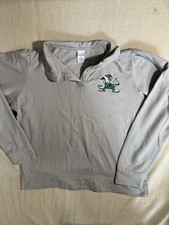 Notre Dame Large Button Up Sweatshirt Embroidered Fighting Irish Leprechaun Girl