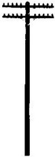 2-Crossarm Telephone Poles 18 -- Model Railroad Trackside Accessory -- HO Scal