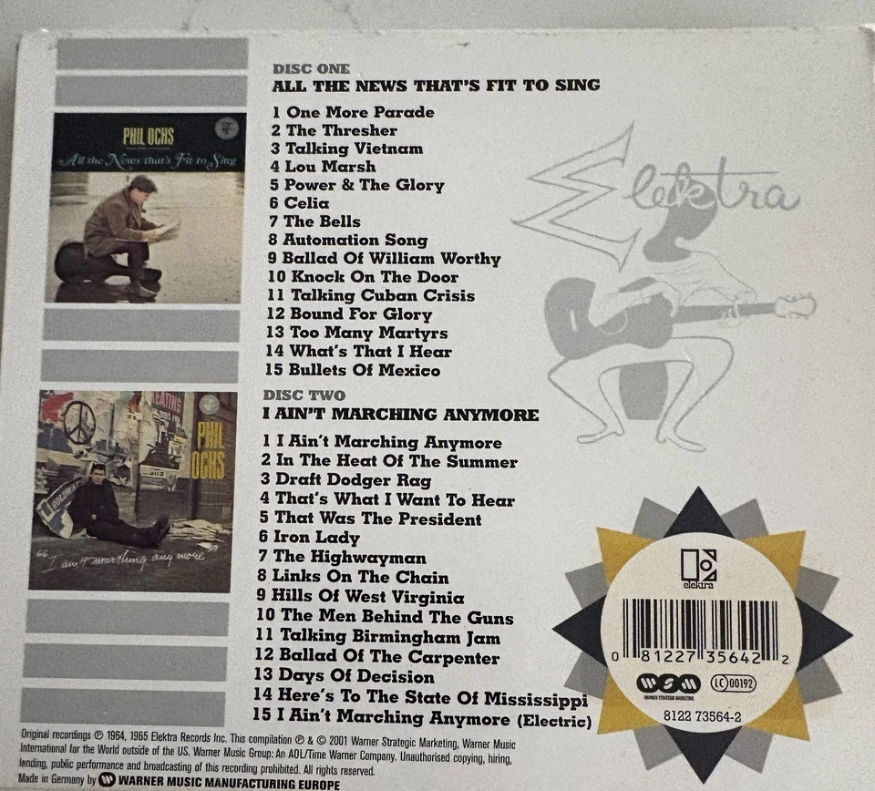 PHIL OCHS - All The News/I Ain't Marching 2 x CD 2001 Elektra Exc Cond! Foto 2 de 2