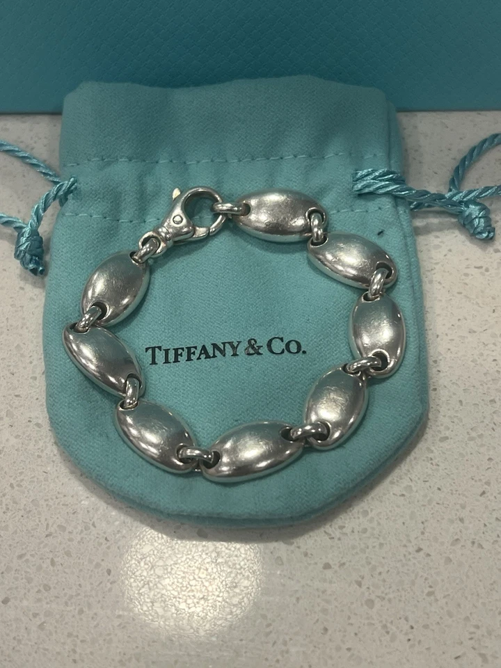Authentic Vintage Tiffany & Co. Silver Pebble Bracelet 7.5'' with Pouch - Image 2 of 4